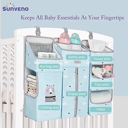 SUNVENO 3in1 Detachable Changing Table Diaper Organizer, Crib Hanging