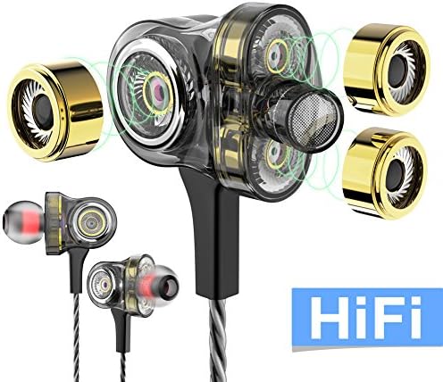 WSCSR in-Ear Headphones Earbuds High Resolution Heavy Bass with Mic for Smart Android Cell Phones Samsung HTC Lg G4 G3 Mp3 Mp4 Earphones (Black)