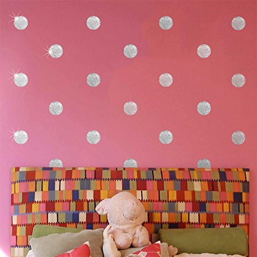 AddLife Glitter Silver Polka Dot Circle Wall Decals Home Decorations Children's Room Living Room Bedroom DIY Wall Stickers,72pcs/set