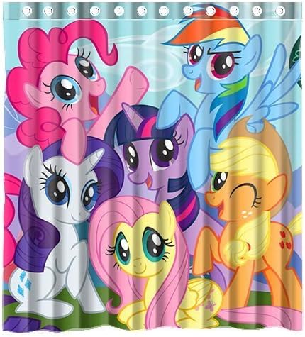 Custom Carton Anime My Little Pony Waterproof Bathroom Shower Curtain Polyester Fabric Shower Curtain Size 66 X 72