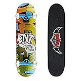 Senmi Adult's Complete Skateboard 31 Inch Graffiti Standard Skateboard Free with Skateboard Bag Multi