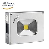 Portable Flood Light: LOFTEK Outdoor LED Pocket Floodlight with 4000mAh USB Rechargeable Power Bank Function, Waterproof, 500lm, Silver