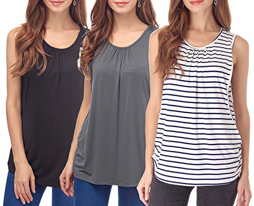 Smallshow Women's Maternity Nursing Tops Breastfeeding Clothes X-Large Dark Grey-Black-White Stripe