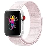 INTENY Sport Band Compatible for Apple Watch 38mm, Breathable Nylon Sport Loop, Strap Compatible for iWatch Series 3, Series 2, Series 1, Hermes, Nike+, Edition (Pearl Pink, 38mm)