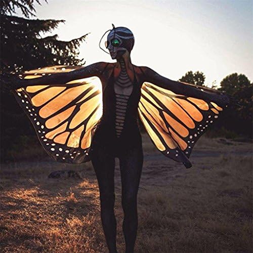 yipinco7285 147 x 65cm Butterfly Wings Fabric Shawl Scarf Ladies Dress Cape Costume (Yellow)