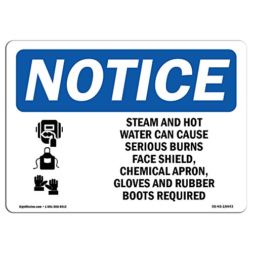 OSHA Notice Sign - Steam and Hot Water Can Cause | Rigid Plastic Sign | Protect…