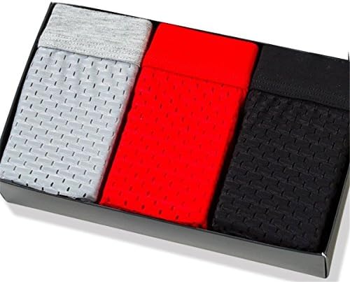 Men's underwear shorts Mesh pants Sexy waist big yards Stereo cut breathable Gift Box 3-Pack (XXL(33in-37in), 3-Pack)