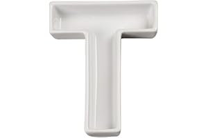 Ivy Lane Design Ceramic Love Letter Dish, Letter T, White