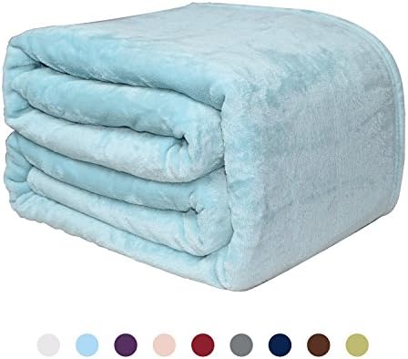 Flannel Fleece Blanket - Bed or Couch Throw by NEWSHONE(90inX90in, Light Blue)