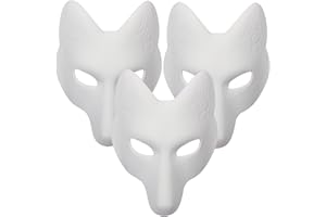 Alodidae Fox Mask 3 Pcs DIY Animal Masquerade Masks White Paintable Halloween Party Wolf Cosplay Costume Accessory