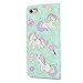 iPhone 7 Case, iPhone 8 Case, iPhone 7 Case Wallet, 3D Design Lovely Unicorn Star Ice Cream Cover Slim ID Card Kickstand Magnetic Flip Bumper PU Leather Waterproof with Pen Dust Plug ZSTVIVA - Green
