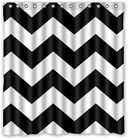 Crystal Emotion Black and White Chevron Zigzag shower curtain