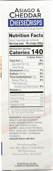 JOHN MACYS ASIAGO CHEDDAR CHEESE CRISP, 4.5 OZ
