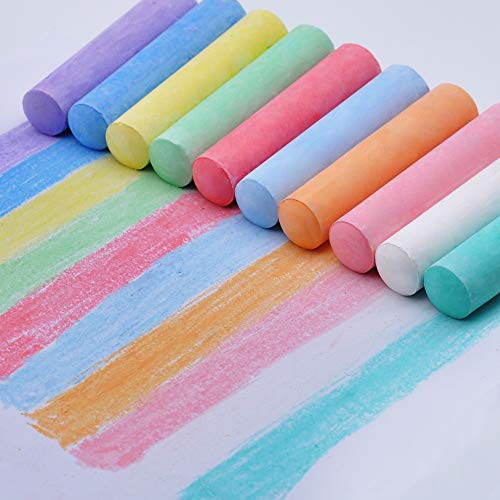 54 Pack Jumbo Sidewalk Chalk - 10 Color Non-Toxic Washable Chalk Set For Kids Outdoor Art, School & Play