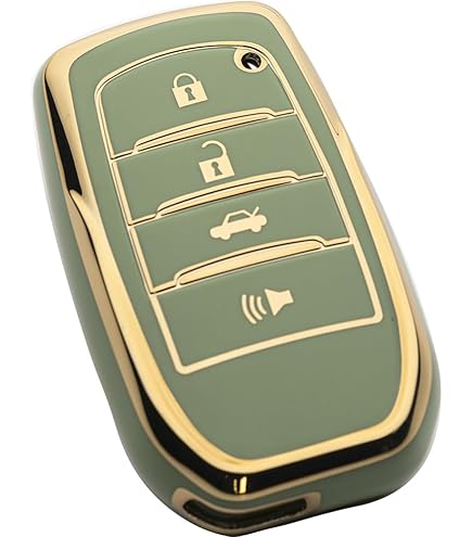 TOGAFEY for Toyota Key Fob Cover,Leather Keychain Soft TPU Protection Key Case for 2019-2024 Venza,Grand Highlander,Land Cruiser, Fortuner,RAV4 Prime,Corolla Cross,Hilux Smart Key 4 Buttons,A Gray