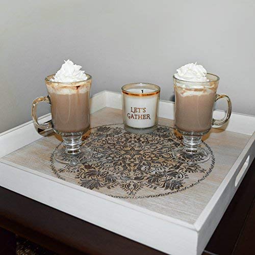 Decorative Wooden Serving Tray With Engraved Art, Ottoman Breakfast