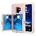 Galaxy S9 Case, Hidden Door Slim Wallet Case, Fits 2 Cards and Cash, Reinforced Drop Bumper Protection, Open Mirror, Front Frame Screen Protection For Samsung Galaxy S9 (2018) - Rose Gold