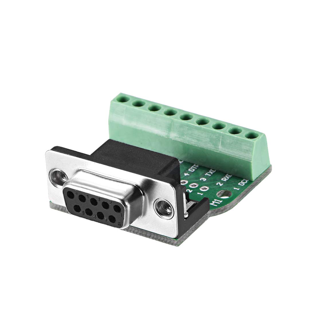 sourcing map D-sub DB9 Breakout Board Connector 9 Pin 2 Row Female RS232 Serial Port Solderless Terminal Block Adapter