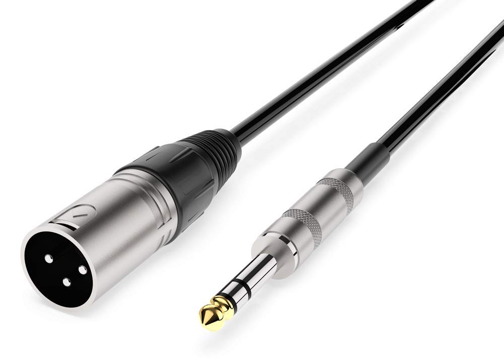 Audibax Silver XLR Male to Balanced Jack Cable 1.5 Metres Black