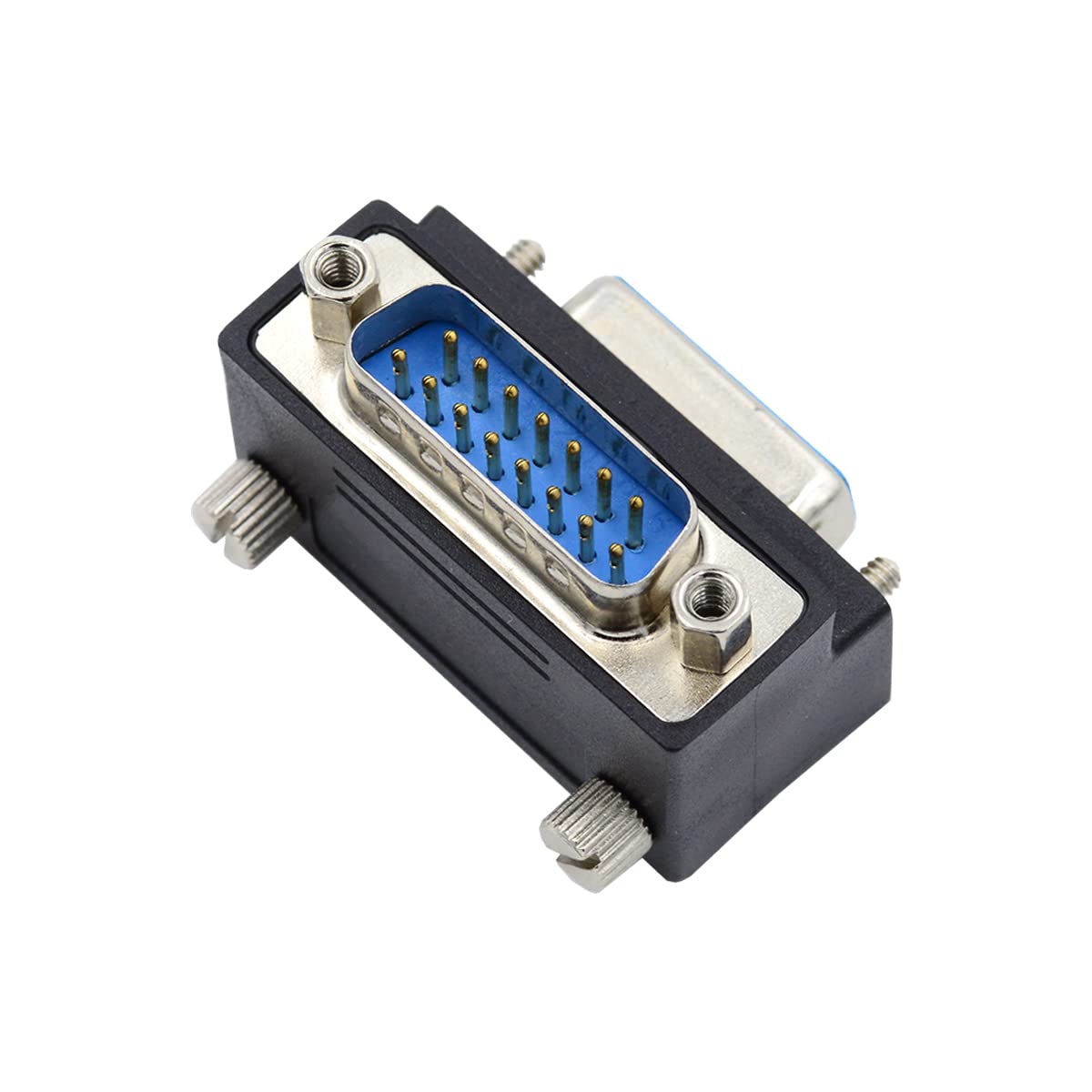 cablecc 15pin DB Connector DSUB RS232 D-subminiature Male Nut to Female Screw Down 90 Degree Angled Extension Adapter