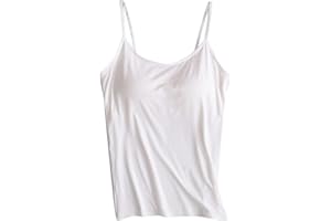 Camisole Tops for Women with Built in Padded Bras Vest Adjustable Spaghetti Strap Soft Comfy Cami Tank Tops Yoga Shirt