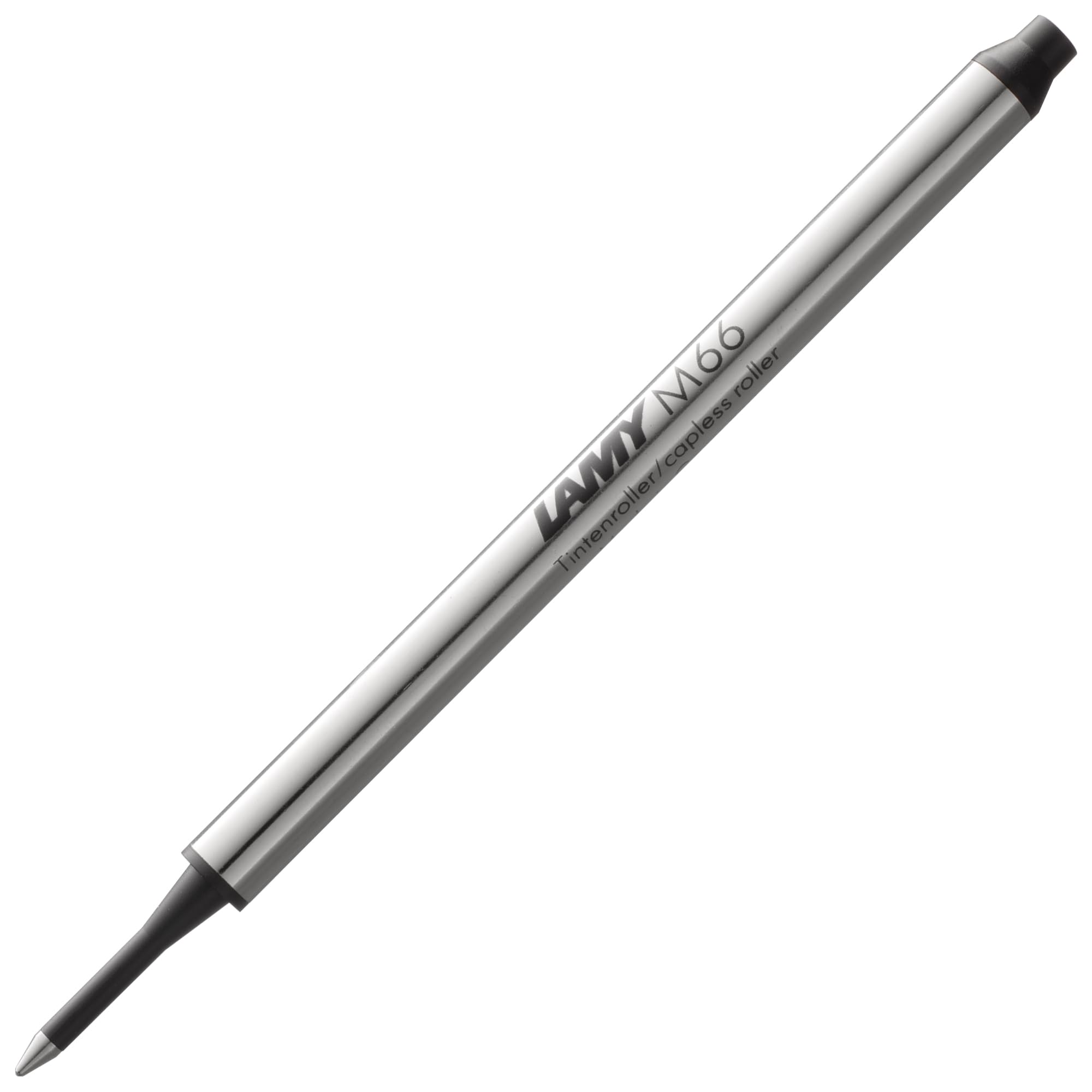 Lamy M66 metal rollerball refill with large capacity - Original replacement refill for all rollerball pens without cap - Document-proof - Medium line width in black ink