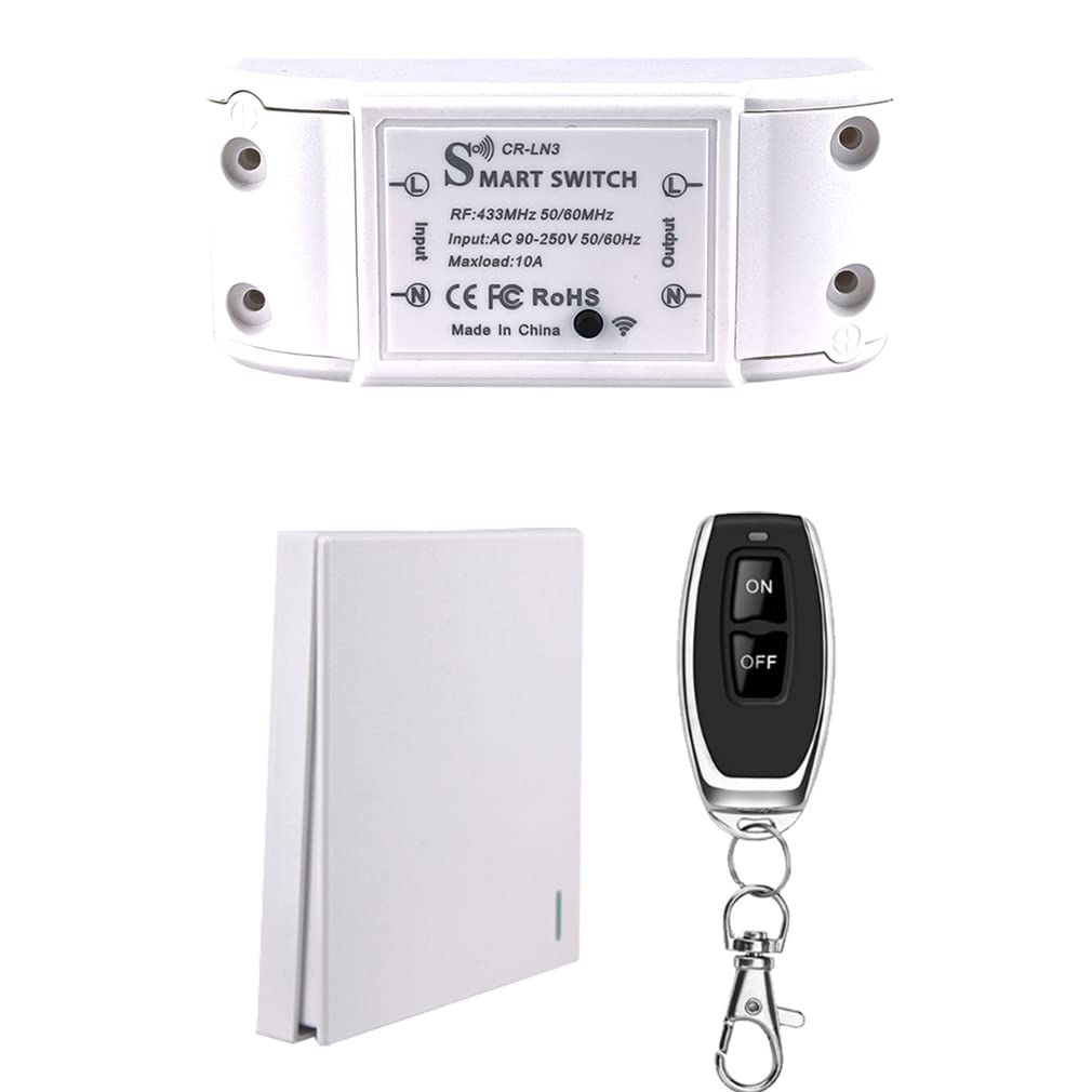 COLOROCK Wireless Remote Lights Switch Kit, 90-264V No Wiring Quick Create or Relocate On/Off Remote Control Switch for House Lighting