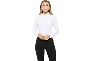 MGWDT Button Down Shirt Women Long Sleeve Blouse Oxford Shirt Classic-Fit Cotton Tops Wrinkle Resistant (2XS-3XL)