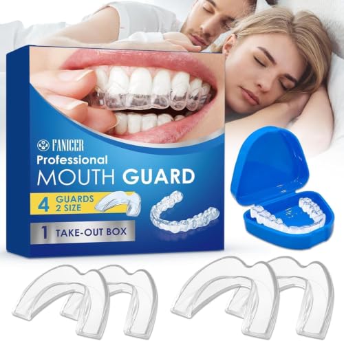 4 Gouttière Bruxisme Dentaire - Protège-dents Réutilisable Anti-Bruxisme | 2 tailles pour un ajustement parfait. Soulage le grincement des dents et améliore la qualité du sommeil. Facile à transporter