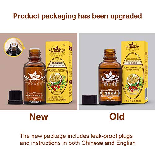 Sizet 4PCS 100% Pure Natural Ginger Oil Massage Scrubbing Oil Promote Blood Circulation, Relieve Muscle Soreness, Lymphatic Drainage