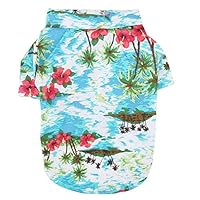 LLtidmsWL Hawaiian Pet Dog Polo T Shirts Cute Breathable Cotton Puppy Cats Cool Summer Vest Shirt Pet Clothes Blue+Green XXL