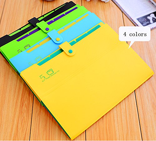 Kobest  5  Pockets Expanding file folder  Accordion document Organizer,A4 Size and letter  with Bouton  closure  For School and Office uses(Black) - Thumbnail 2