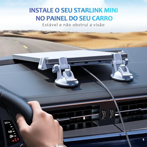 Suporte para Starlink Mini Carro, Kit de Base de Montagem para Starlink Mini Completa, com 4 Ventosas para Painel, Brisa, Janela e Teto Solar