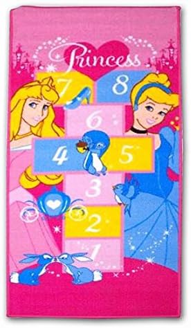 Childrens Disney Princess Pink Hopscotch Bedroom Playroom Play Mat Rug 67x140cm
