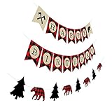 Silvima Lumberjack Birthday Banner with Garland, Camping Woodland Bear Woodsman Bday Party Sign Decorations
