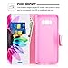 Galaxy S8 Plus Case, S8 Plus Wallet Case, JanCalm [Wrist Strap][Kickstand][Card/Cash Slots] Pattern Premium PU Leather Phone Cases Flip Cover for Galaxy S8 Plus + Pen (Rainbow Flower)