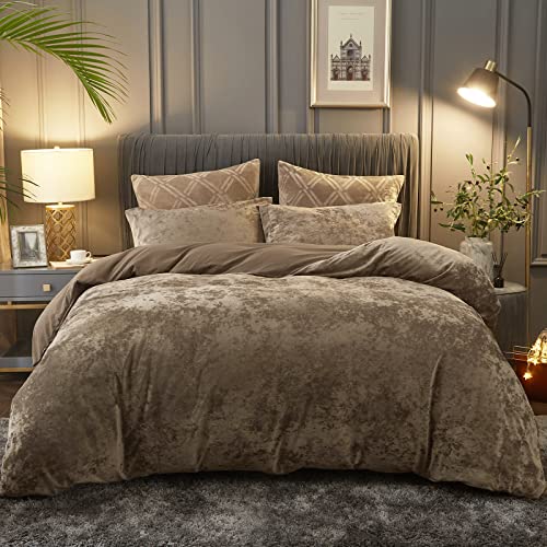 PHF Truly Velvet Duvet Cover Set Queen Size, 3pcs Ultra Soft Breathable