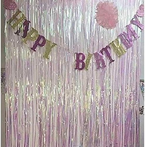 2 Pack Iridescent Foil Fringe Backdrop, Door Windows Wall Decor, Shiny Metallic Tinsel Foil Curtain for Bridal Shower Wedding Birthday Frozon Theam Party Photo Backgruond Decoration
