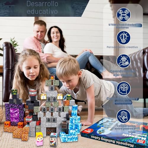 GraceDuck Magnetic Blocks - 150 Pieces Building Magnet Dark Castle Sword Domain - Magnetic Building Toys - Stem Montessori Sensory Toys for Toddlers 6, 7,