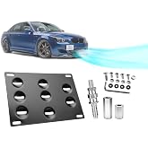 AXECO Front Bumper Tow Hook License Plate Relocator Compatible with BMW 06-10 5-Series E60 525i 530i 535i M5, 04-10 6-Series E63 E64, 95-98 E36 3-Series, 06-08 Z4, Fits Mini Cooper R56 R57 R58 R59