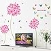Wall Decal Pink Flowers Blue Butterflies Home Sticker House Wallpaper Removable Living Room Bedroom Art Picture Murals DIY Stick Girls Boys Kids Nursery Baby + Gift Butterflies