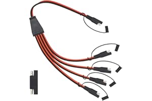 Billion wealth 2Feet / 65cm 14 AWG SAE Connector Y Splitter 1 to 4 Extension Cable Compatible with Solar Connection and Transfer