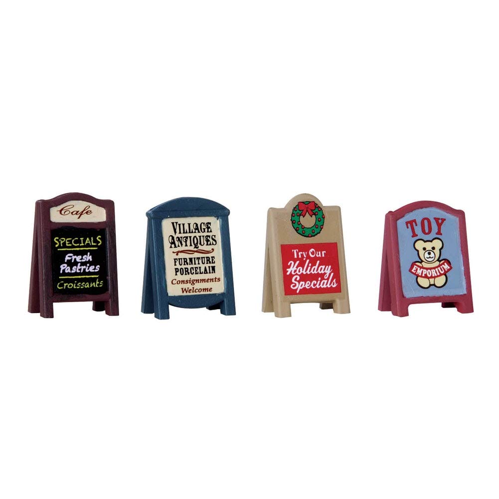 Lemax - Set of 4 Village Signs - Polyresin - Tabletop Decoration - Multicolor - Spring