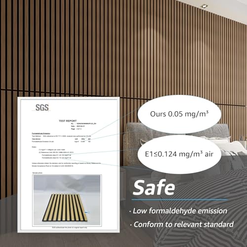 Clocell 2 Wood Slat Acoustic Panels for Wall and Ceiling - 3D Fluted Sound Absorbing Panel with Wood Finish 120 X 60