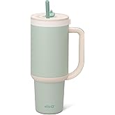 Ello Oasis 40 oz Tumbler with Handle & Retracting Straw | Reusable Insulated Stainless Steel Cup 100% Leakproof, Gifts for Teens Women Men | Keeps cold for 20 Hours, Cup Holder Friendly, Pistachio