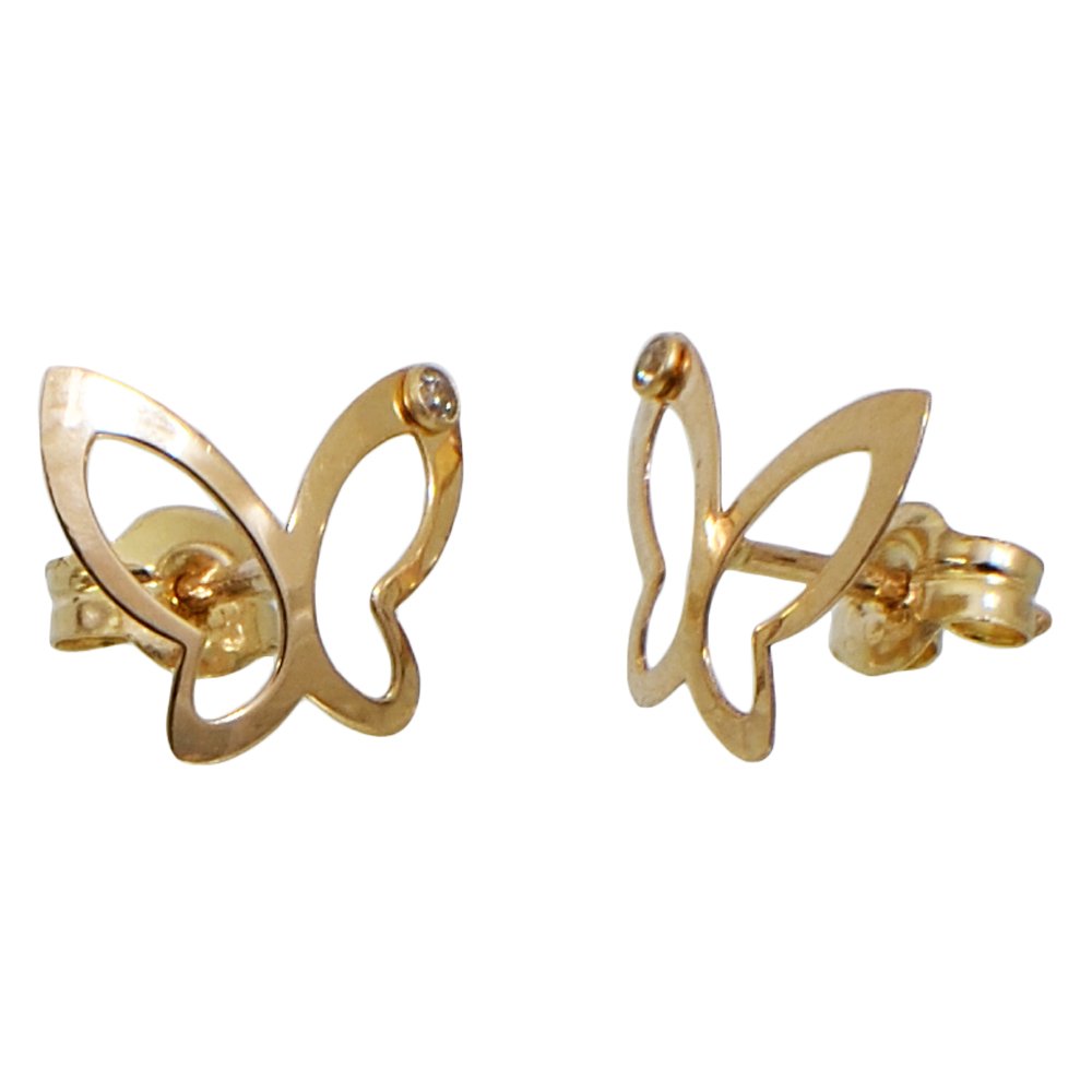 I Be Butterfly Crystal Stud Earrings, 14 K Gold, 8 x 10 mm, 35585603401P