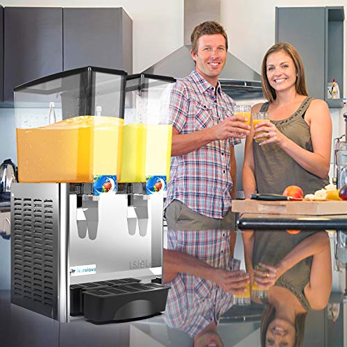Nurxiovo Commercial Juice Dispenser - 2 Tanks 4.7 Gallon juice ice beverage Dispenser Equipped with Thermostat Controller Cooling rapidly,2.35 Gallon Per Tank,Stainless Steel - Thumbnail 5