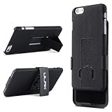 iPhone 6 Plus, ULAK Hybrid High Rubber Combo Kickstand Hard Cover Case for iPhone 6 Plus 5.5 inch With Locking Swivel Belt Clip Holster (Black)