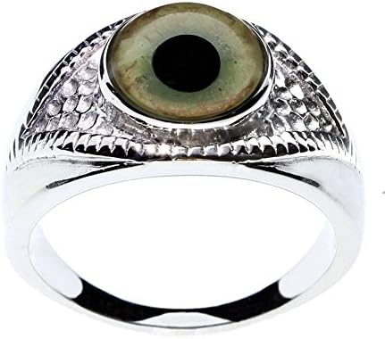 Steel Dragon Jewelers Exotic Glass Eye Ring Designed for Men or Women - Choose from 21 Dramatic Animal or Fantasy Eyes in a Unique Eye-Shaped Stainless Steel Setting