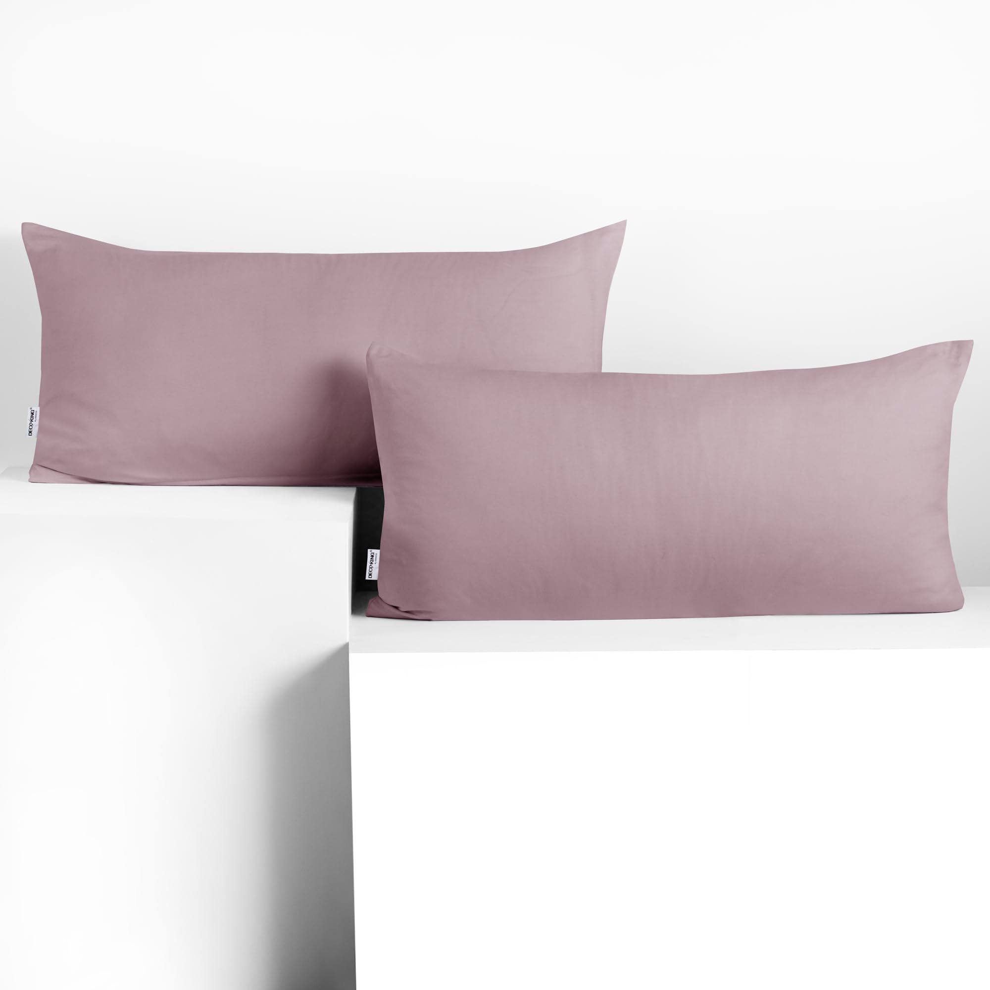 DecoKing 2 Pillowcases 40 x 80 cm Jersey 100% Combed Cotton Zip Heather Amber